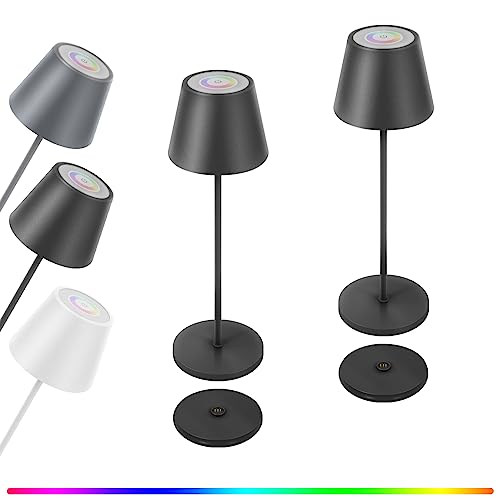 GGNOO 2 Stück LED Dimmbare Akku Tischleuchte 8 Farben RGB LED Tischlampe...