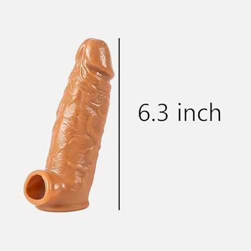 Generic 1Pcs- New 6.3 Inch Extender Sheath For Men Male Soft Reuse Realistic Sleeve Enhancement Extension Sleeve Flesh Color Sweater Yoga Kd-0X thumb #3