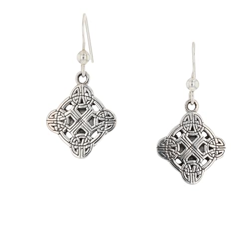 Celtic Irish Clonmacnoise Cross Sterling Silver Dangle Earrings