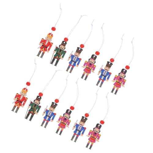 WEKADRIN 12 Piezas Colgantes Cascanueces de Madera Soldado Clásico Decoración Navideña para Árbol de Navidad Hogar Fiesta