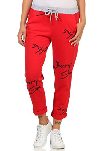 ZARMEXX Damen Joggpants Baggy Boyfriend Style Sweatpants All-Over Print für Freizeit und Sport (rot, 36-40) Cover