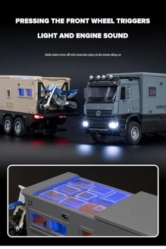 Image of 1:24 Scale Die-Cast Benz Camper RV Motorhome with Openable Doors Pull Back Action,Lights & Music Best Truck Toy Best Birthday Gift for Kids (Camper RV Motorhome Truck)