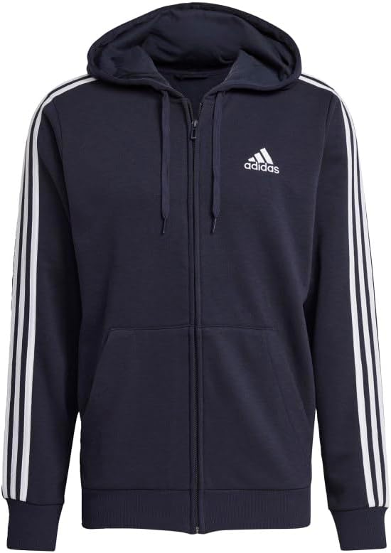 adidas mens Essentials French Terry 3-stripes Full-zip Hoodie - Image 3