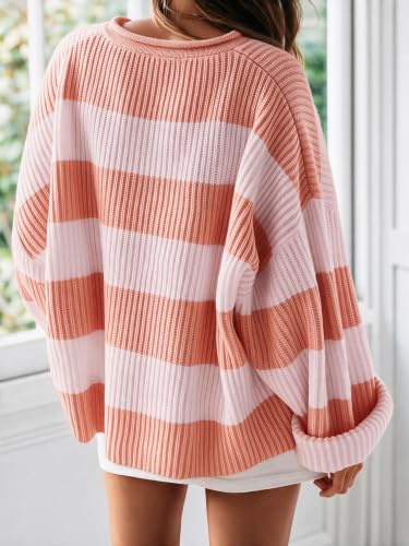 Image of Simier Fariry Womens Fall Winter Long Sleeve Oversized Striped Sweater