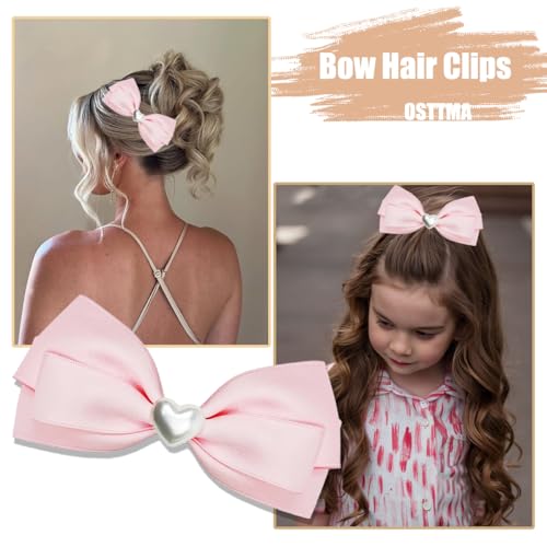 Pinzas para cabello moño rosado 2 piezas para mujer miniatura 4