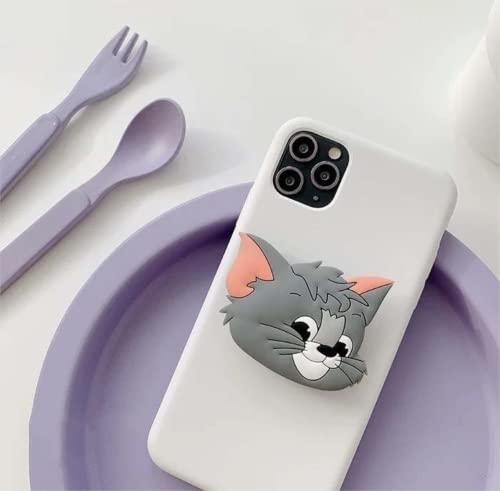 Image of Cute Anime Mobile Holder Grip Stand for Phones Selfie Holder for Smartphones, Designed for Kids and Teens. [ Silicone ]-(Model - Tom Cat)
