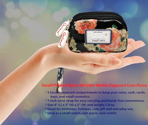 Small Printed Nylon Wristlet Wallet Women 3 Zipper Clutch Detachable Strap Water Resistant Coin Purse Gift (STYLE 3)2
