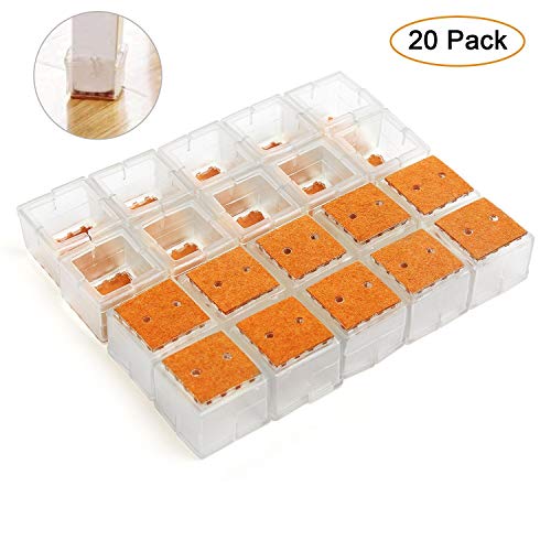 NEWSTYLE Silla Pierna Caps, 20 Pcs Reutilizable Silicona Suave Almohadillas de Pata,Protectores de Patas para Muebles,Tabla de Muebles Fundas Protectores para el Suelo (Cuadrado)