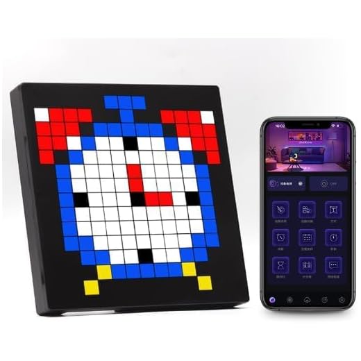 LED Pixel Art Display Marco con Reloj Control de Teléfono Bluetooth Programable LED Sign Panel para Desktop Wall Art (16 * 16 PX)