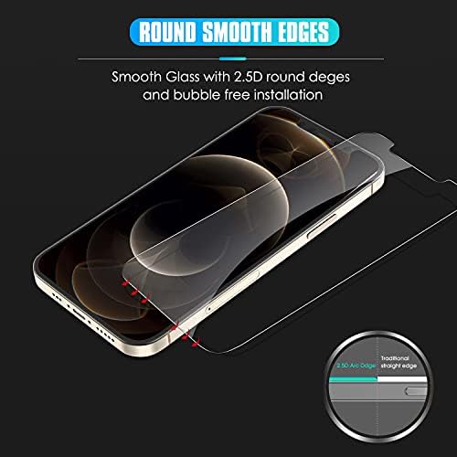 Amazon Brand-Eono 2 Pack full screen iPhone 12 Pro Screen Protector and 2 Pack Camera Lens Protector, iPhone 12 Pro Tempered Glass Screen Proetctor, Anti-Scratch, Case Friendly, HD Clear, 6.1 Inches