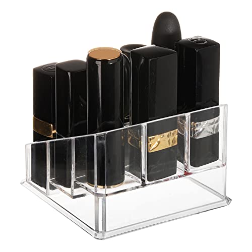 Image of Foraineam 6 Pack Lipstick Holder Organizer, 9 Spaces Clear Lip Stick Storage Stand Container, Small Cosmetic Beauty Makeup Display Cases for Lipsticks, Lipgloss, Brushes, Bottles