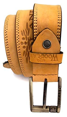 Woodland Yellow Leather Belt For Men's