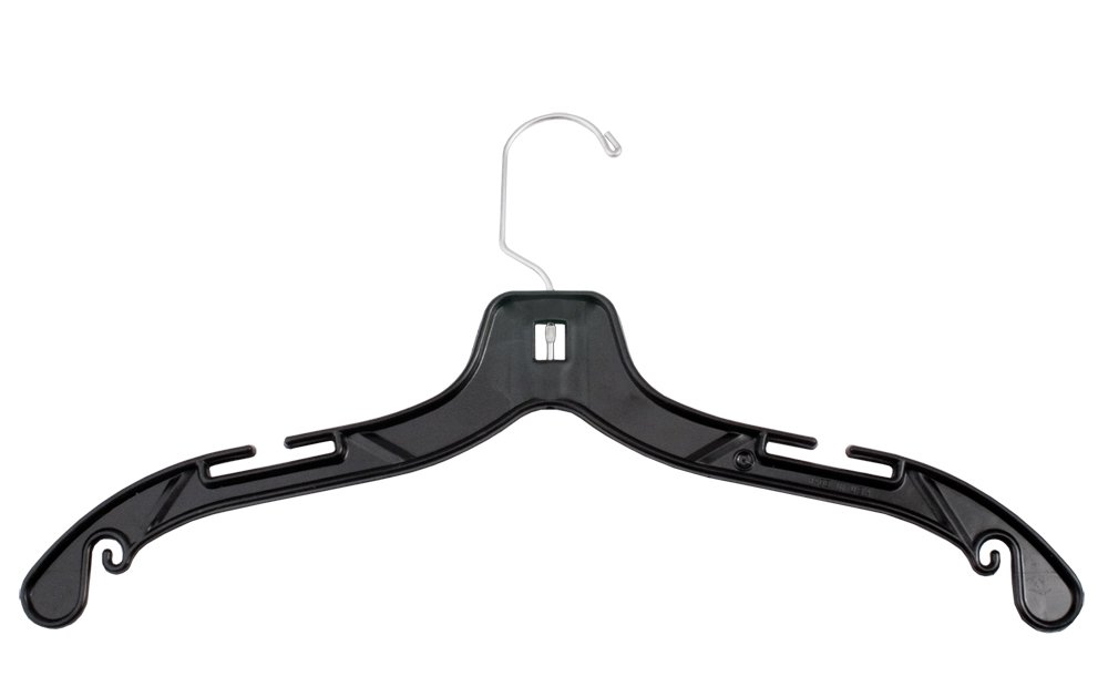 NAHANCO 2405 Plastic Dress Hanger, Jumbo Weight, 17", Black (Pack of 100)