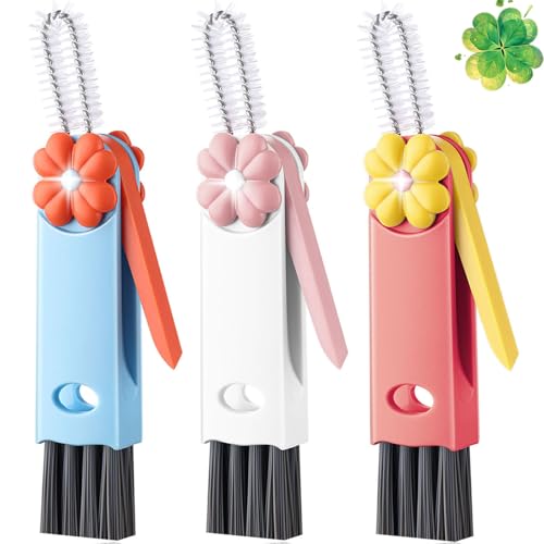 Cup Lid Gap Cleaning Brush 3 in 1 Cup Lid Brush Multifunctional Water Bottle Cleaning Brush Home Kitchen Crevice Brush Tools for Tiny Cup Lid Detail Bottle Tight Spaces Cup(3 PCS)