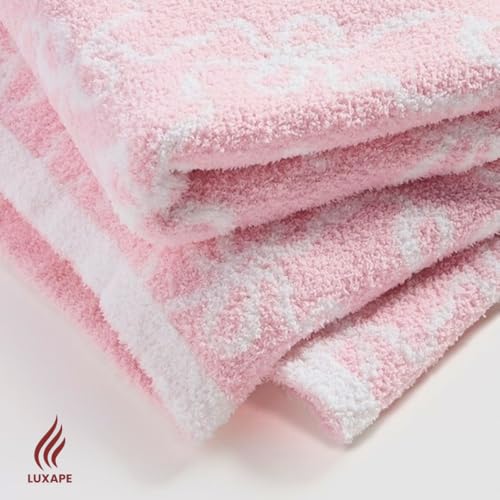 Image of Bow Blanket Pink Bows Soft Throw Blanket Reversible Premium Cozy Fabric for Best Comfort - for Infant,Toddler,Newborn,Nursery,Girl,Throw,Crib,Stroller,Gift (Pink Bows Teddy, 50x60 in)