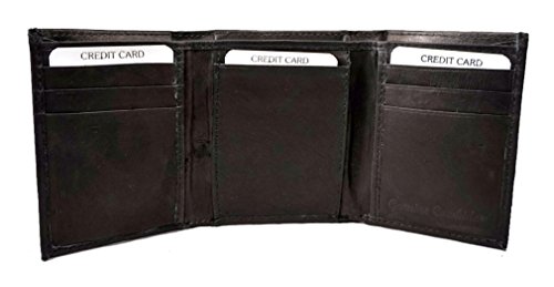 Rico University of Michigan - Distressed Look - Embossed Logo Black Leather Trifold Wallet3