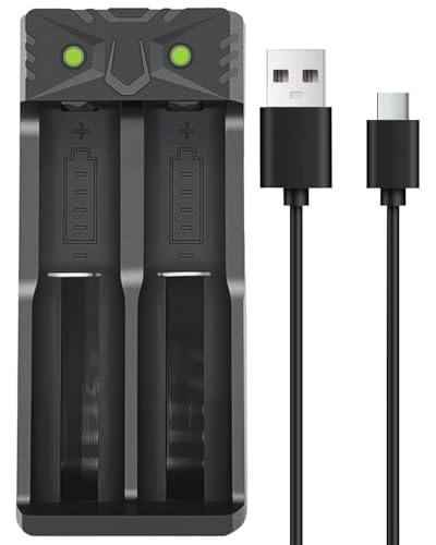 Cargador 18650 2 Ranuras Cargador Baterías para 3.7v Li Ion Recargable Pilas 18500 18650 16340 14500 18650 18490 Carga Rápida Inteligente con Cable USB