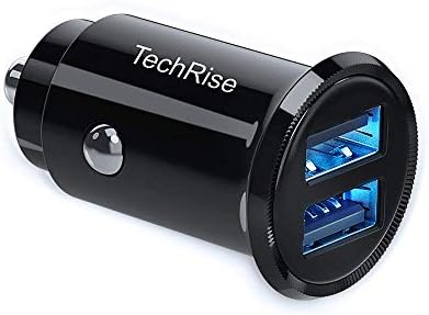 TechRise Car Charger, Mini 2-port USB Car Cigarette Adapter Charger with 5V/4.8A/24W Compatible with iOS Android Samsung Sony Mobile Phones and Tablets