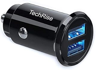 TechRise Car Charger, Mini 2-port USB Car Cigarette Adapter Charger with 5V/4.8A/24W Compatible with iOS Android Samsung Sony Mobile Phones and Tablets