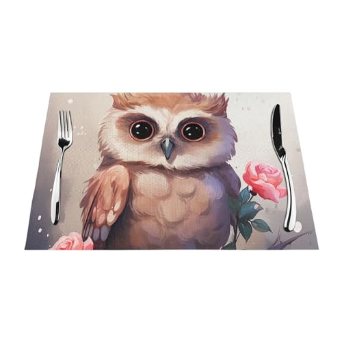 Set de table chouette et fleurs en PVC lavable pour table de cuisine - 7