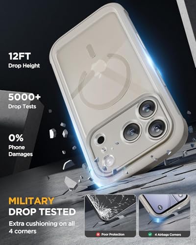 Image of Miracase for iPhone 17 Pro Max Case 6.9 inch Full-Body Phone Case with Built-in Glass Screen Protector& Full Camera Protector,[Magnetic with MagSafe] Drop Proof 17 ProMax Cover, Grey Titanium