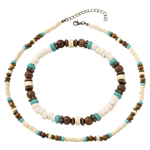 ZHMKYD13 Collar De Surfista Con Cuentas De Coco Hombre Cadena De Surfista Cuentas Gargantilla Hombre Hombres De Madera Collar De Play De Madera Surfer Beach Look
