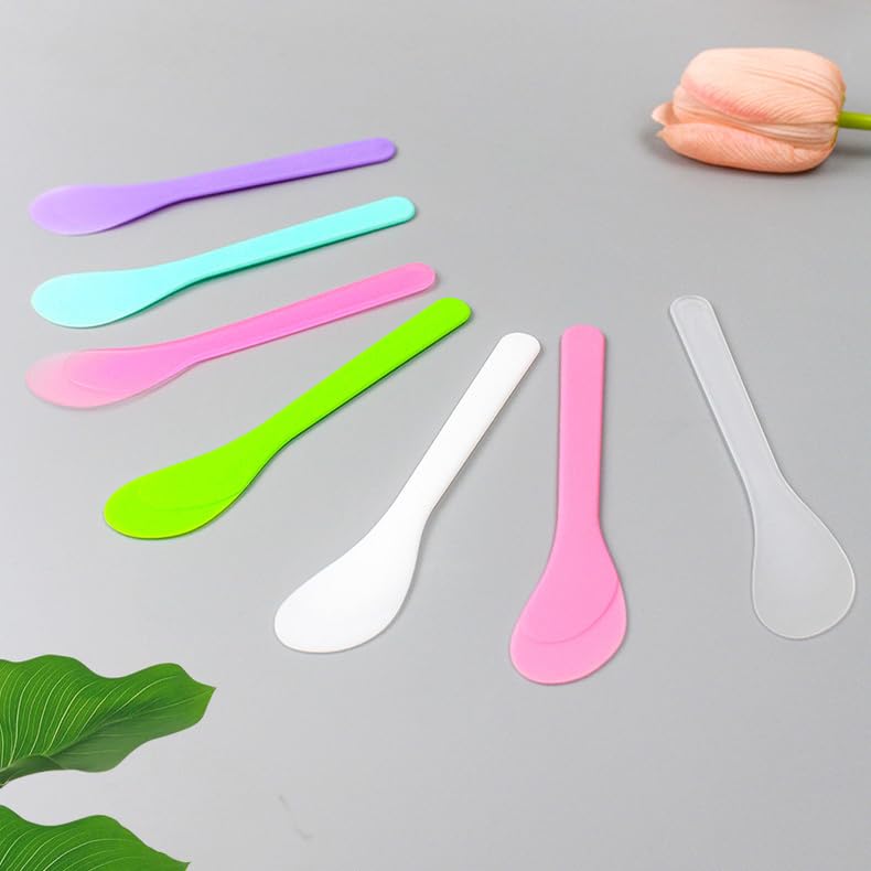 Wopanxye 100pack Cosmetic Spatula for Face Mask Cream Stick Plastic Frosted Tip Spoon Disposable Make-up Sample Tool for Easy Mixing Sampling - Image 3