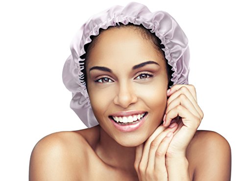 Glow By Daye Satin Bonnet, Double-Layered and Adjustable Satin Sleep Cap, Extra Large, Reversible Soft Pink Whisper