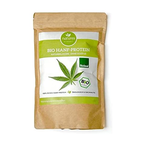 natures FINEST® BIO Hanfprotein 1000g aus Deutschland, 100% Hanfprotein aus kontrolliert biologischem Anbau - Vegan Protein aus Hanfsamen, Low Carb - BIO und BIOLAND Siegel Cover