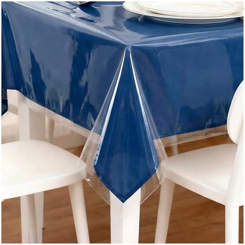 Nuciae Clear Plastic Tablecloth Protector 100% Waterproof Vinyl Table Cover Rectangle Table Cloth Protector Crystal Clear Plastic Tablecloth Cover for Dining Tables Parties Camping 55' x 70' 4-6