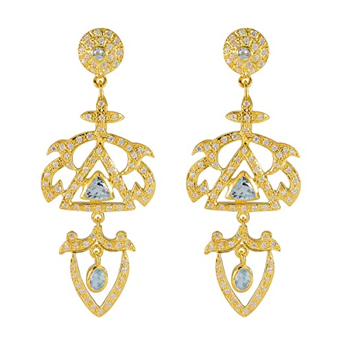 Boucle d'oreille pour les femmes en argent 925 et topaze bleue cz
