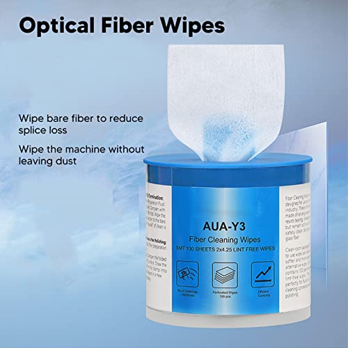 Lingettes à Fibre Optique, 100 Pièces Par Boîte Lingettes De Nettoyage De Fibre Optique Sans Poussière Nettoyant Fibre Optique pour Connecteur FC SC LC ST MU D4 DIN