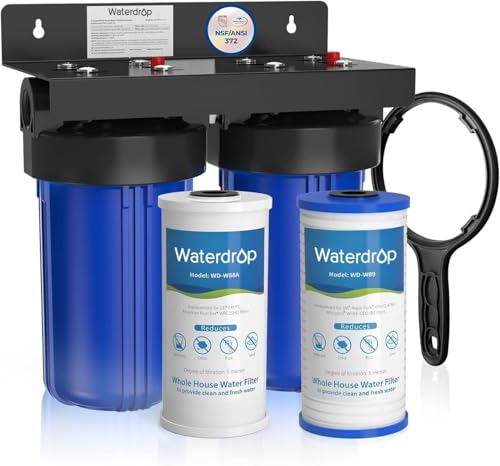 Waterdrop Sistema de Filtrado de Agua paraToda la Casa, con Filtro de Carbón y Sedimentos, Filtración en 5 Etapas, Reduce el Plomo, Cloro, Olor y el Sabor, 5 Micrones WD-WHF21-PG