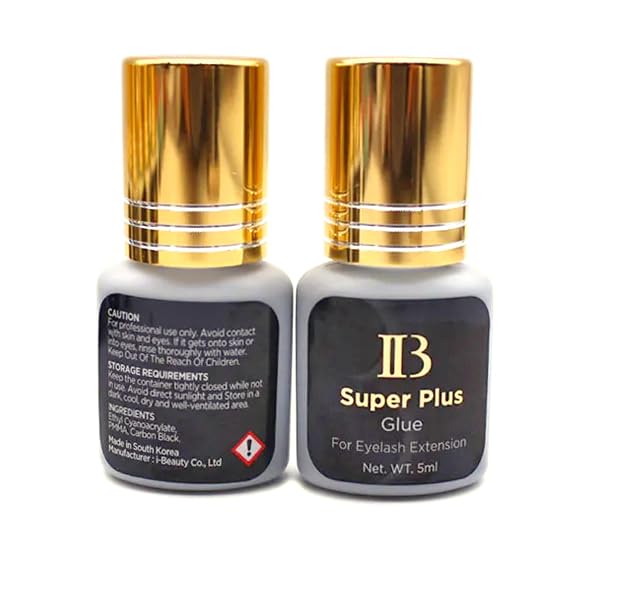 Pegamento para pestañas IB iBeauty de 5ml para extensión de pestañas. 5 gramos. Fabricado en Corea. Calidad profesional con fuerte adherencia (Super Plus 1 unidad (Dorado))