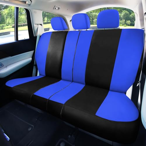 Image of FH Group Car Seat Covers Rear Set Cloth - Universal Fit Automotive Seat Covers, Low Back Front Seat Covers, Solid Back Seat Cover, Washable Car Seat Cover for SUV, Sedan and Van Blue
