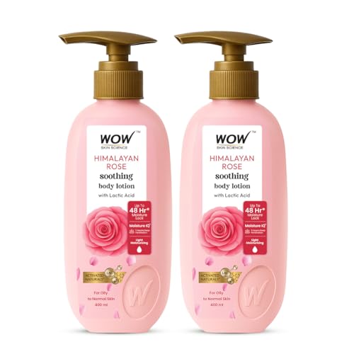 WOW Skin Science Himalayan Rose Soothing Body Lotion with Lactic Acid | 48HR Moisture Lock with Moisture IQ™ Tech | Light Hydration & Smooth Finish | Paraben-Free, Activated Naturals™ | 400ml*2=800ML