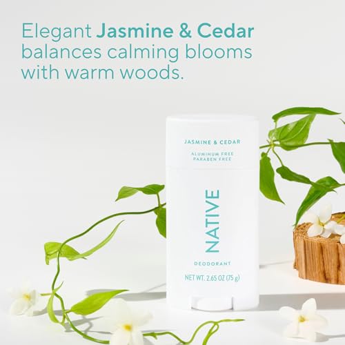 Image of Native Deodorant Contains Naturally Derived Ingredients, 72 Hour Odor Control, Deodorant for Women and Men, Aluminum Free, Jasmine & Cedar 2.65oz