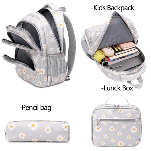 Sugaroom 3Pcs Lightweight Water Resistant Daisy Backpack for Girls Backpack with Lunch Box School Backpack Elementary Primary Kids Bookbags Set - image 4