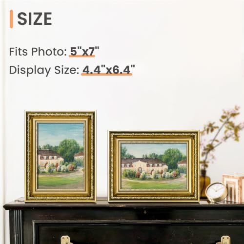Image of upsimples Vintage 5x7 Picture Frame, Antique Gold Frames, 2 Pack