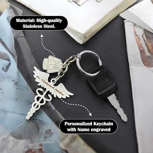 Image of SAVRI Personalized Keychain with Customized Name Engraving | Stainless Steel Round Professional Keychain