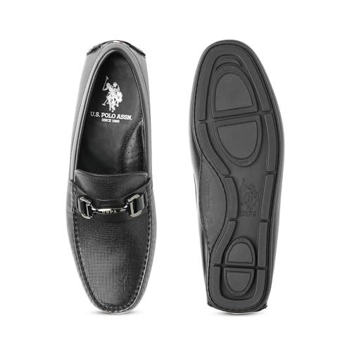 Image of U.S. Polo Assn. DOREH Men Black Driving Shoe-(UK8)(US9)(2FD24399Z01)