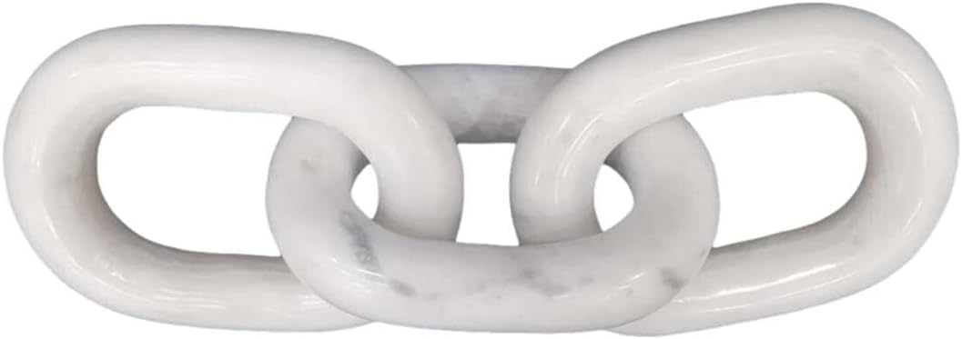 BLACK FOREST DECOR Marble Oval Chain Trio - White, 13.5" W x 4" D x 1" H