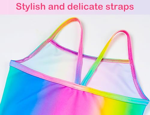 Image of Girls Tankini Swimsuit Two Piece Bathing Suit Colorful Toddler Kids Ruffle Swimwear Adjustable Strap Summer Beach