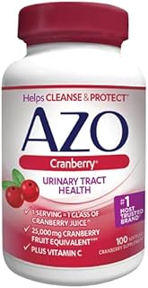 AZO Cranberry Urinary Tract Health Supplement, 1 Serving = 1 Glass of Cranberry Juice, Sugar Free Cranberry Pills, Non-GMO 100 Softgels