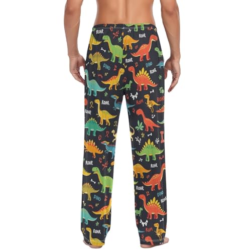 Colorful Dinosaurs Pajama Pants Dog Bone Footprint Lounge Sleepwear PJs Men's Pajama Bottoms Lightweight Sleep Pants XXL2