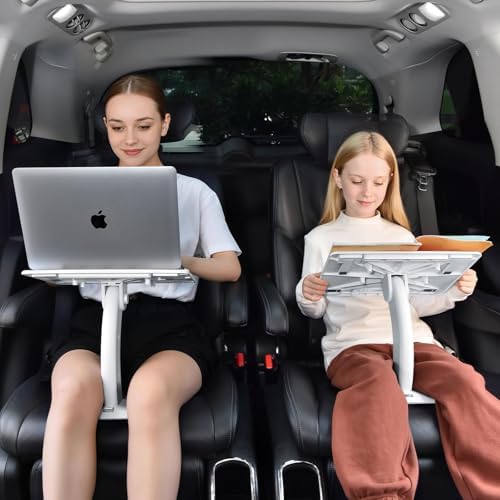 DICMKY Car Seat Tray Table, Adjustable Travel Tray for Kids/Adults, Car Lap Desk for Laptop Computer Tablet Book, Front Passenger/Rear/Driver Seat Food Eating, Essentials Accessories for Long Trips
