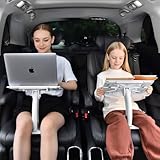 DICMKY Car Seat Tray Table, Adjustable Travel Tray for Kids/Adults, Car Lap Desk for Laptop Computer Tablet Book, Front Passenger/Rear/Driver Seat Food Eating, Essentials Accessories for Long Trips