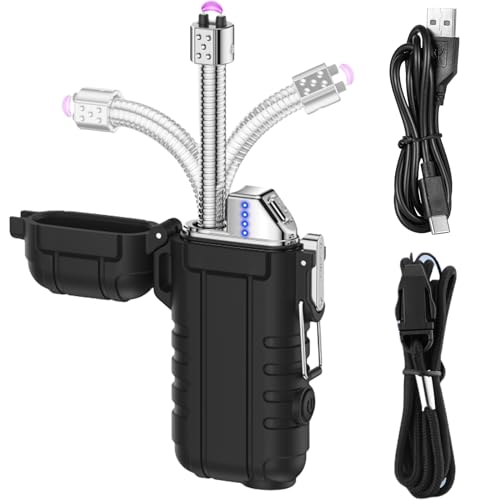 Lichtbogen-Stabfeuerzeug-USB-Aufladbar-Elektro-Feuerzeug-Lang-Elektrisch-mit-Licht-Notfall-Pfeife-Tragbare-Wasserdicht-Winddichte-Flammenlose-fuer-Yankee-Kerzen-Grill-Herd-Camping-Kamin