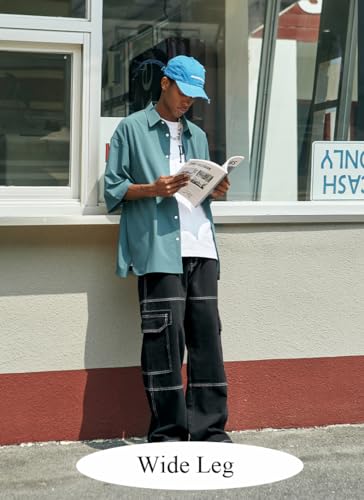 Denim Cargo Pants Y2k Baggy Jeans Gothic Punk Wide Leg Streetwear Oversized Relaxed Fit Jeans3