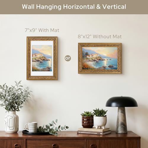 Image of Golden State Art, 8X12 Ornate Finish Photo Frame With White Mat for 7X9 Picture & Real Glass, Color: Bronze